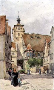 Gatescene, Rotenburg, som viser Weisser Turm og Judentanzhaus